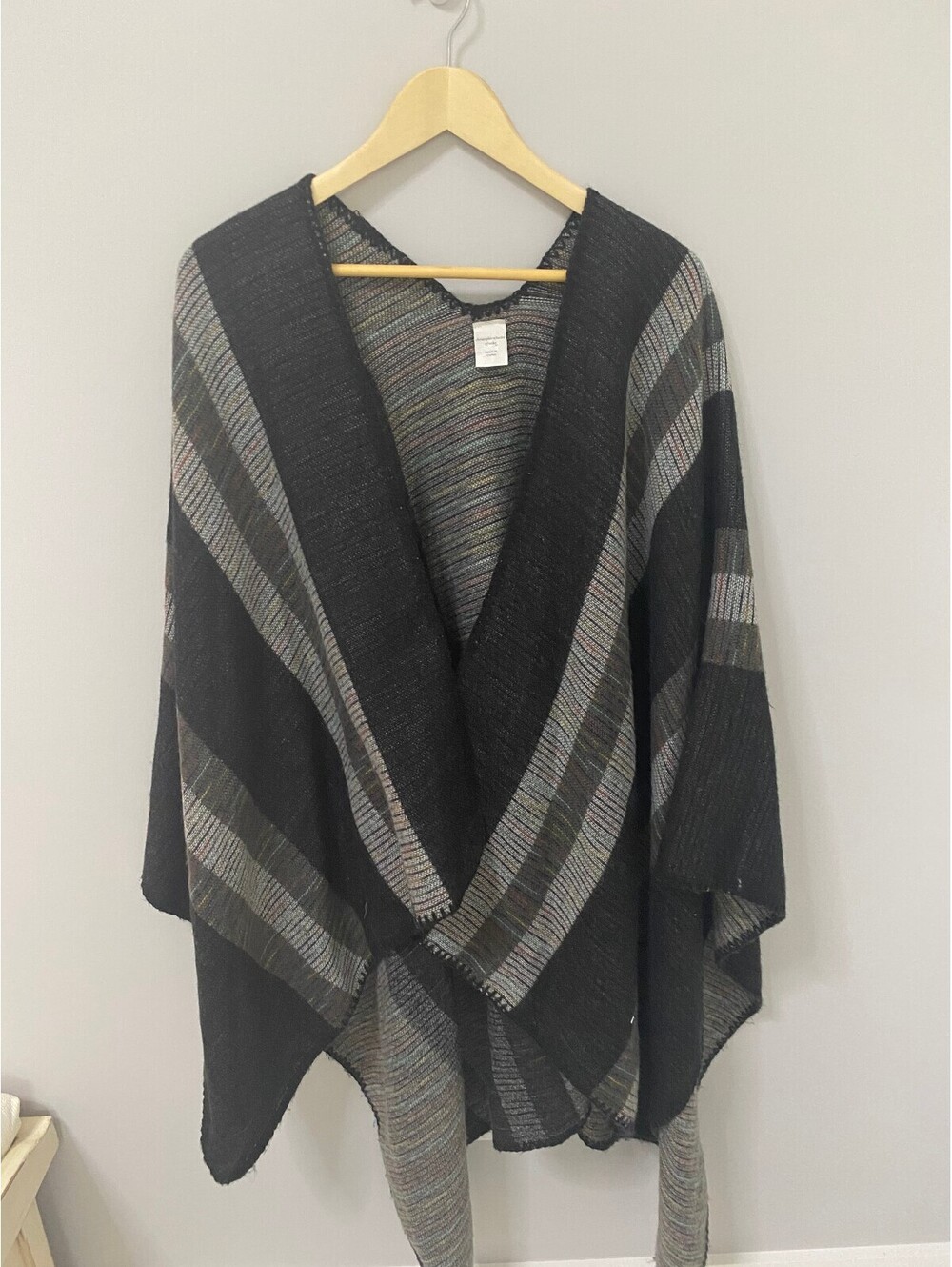 Christopher & Banks Striped Knit Wrap Cape